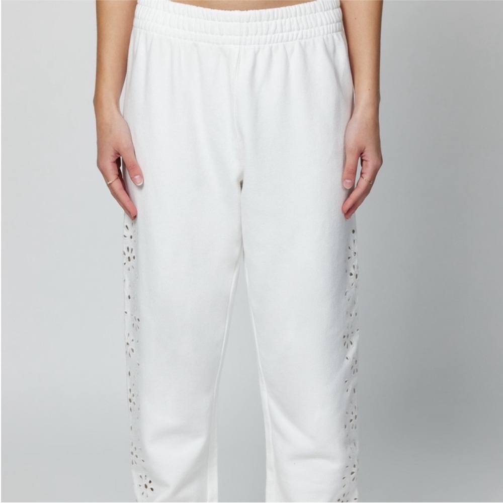 Elegant White Eyelet sweatpants from spiritual gangsta